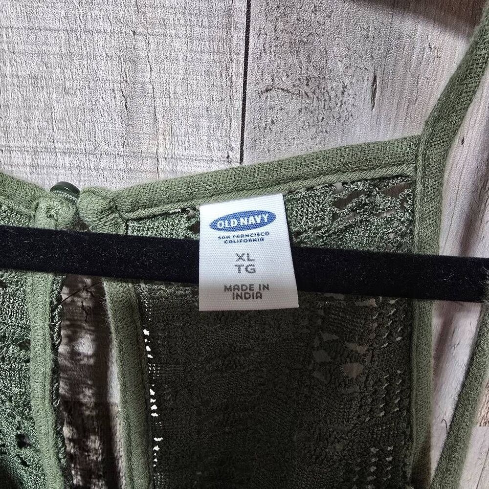 Old Navy Olive Green Gauzy Lace Jumpsuit Jumper XL Gorpcore Minimalist Comfy - Picture 5 of 6